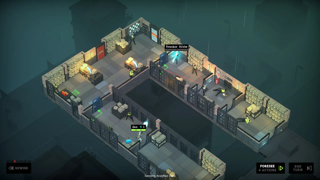 A battle across several rooms (Tactical Breach Wizards, via Steam)
