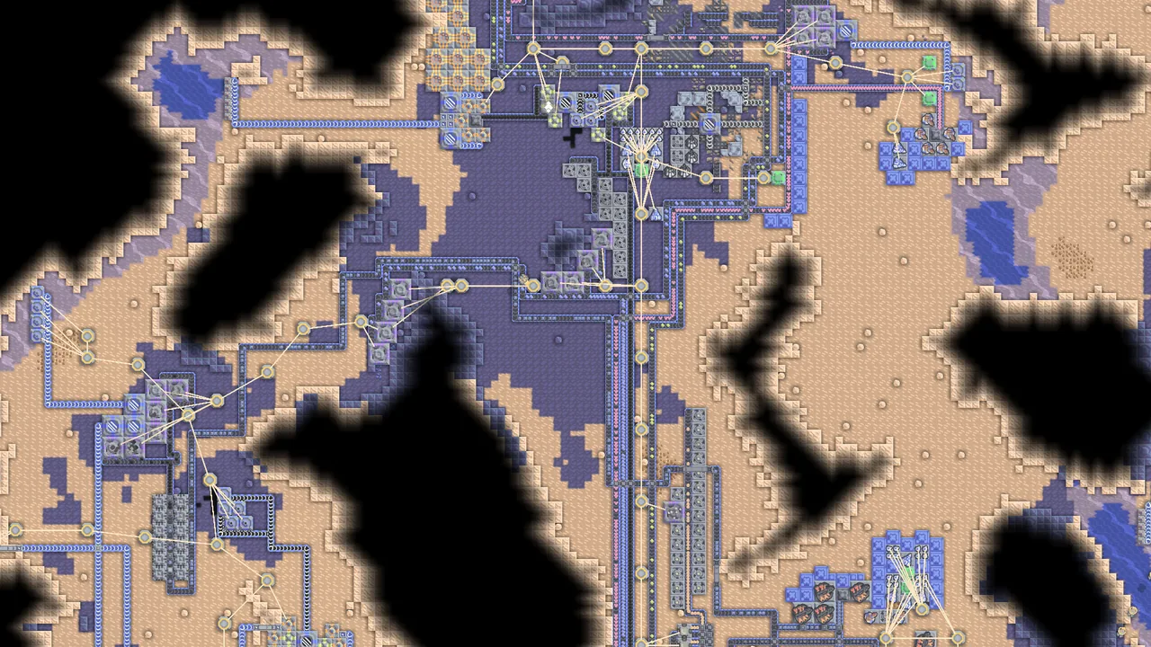 Conveyors and machines across sand (Mindustry, via Steam)