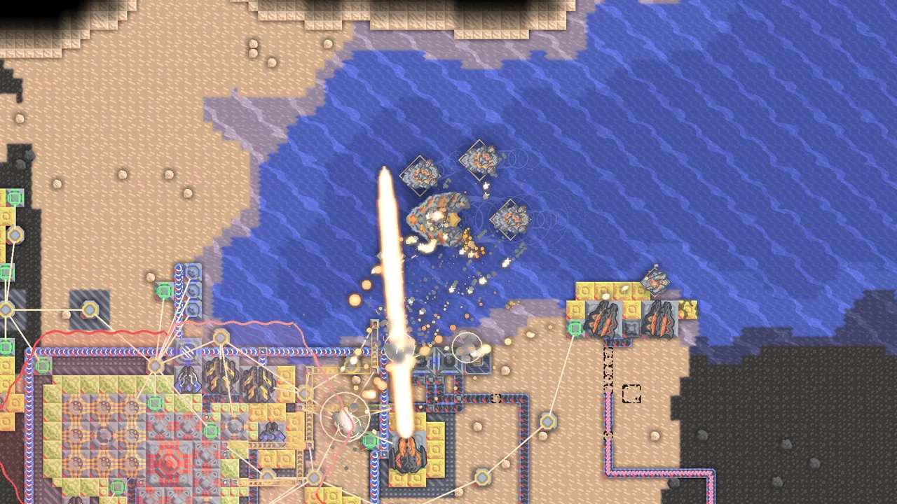 A coastal base and flying units (Mindustry, via Steam)