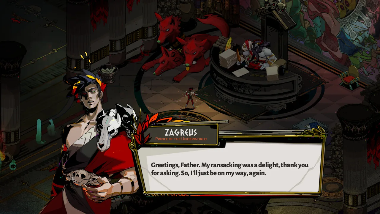Zagreus speaking with Hades (Hades, via Steam)