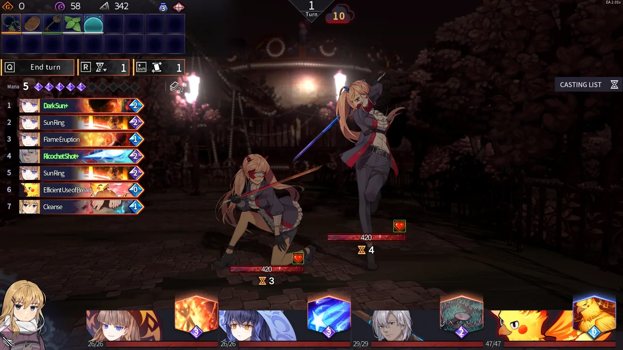 A skill list displayed during combat (Chrono Ark, via Steam)