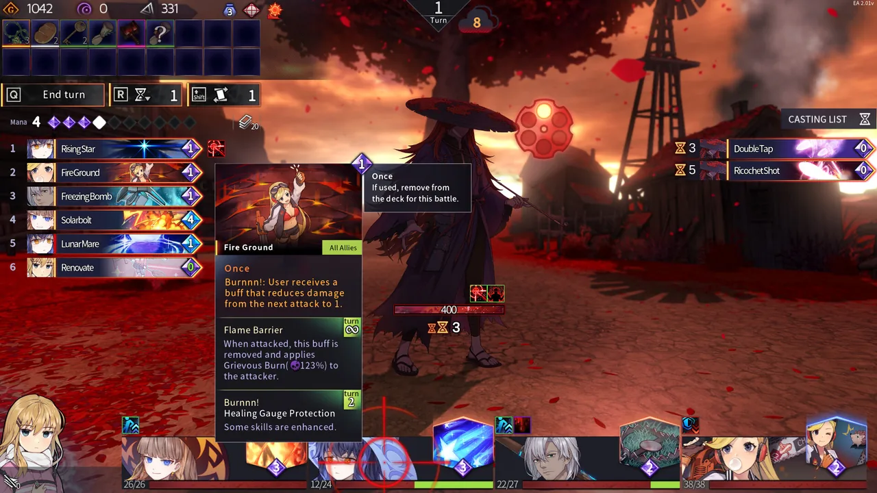 A skill description open during combat (Chrono Ark, via Steam)