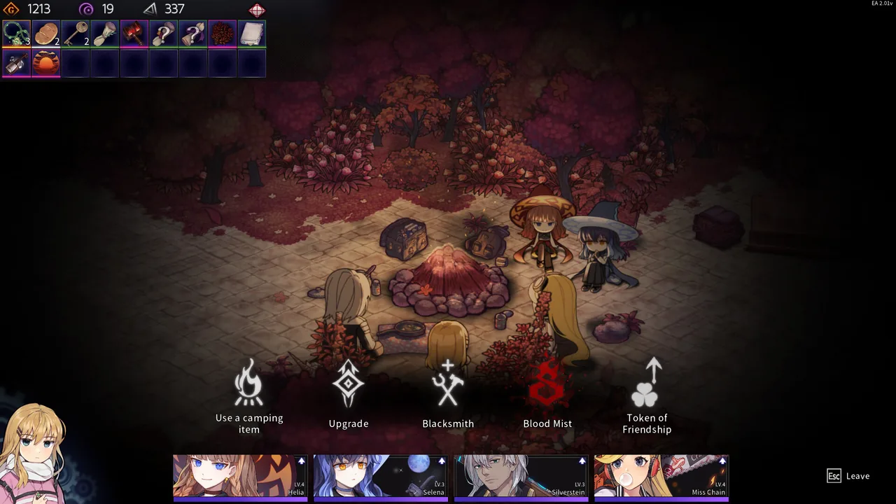 The party gathered around a campfire (Chrono Ark, via Steam)