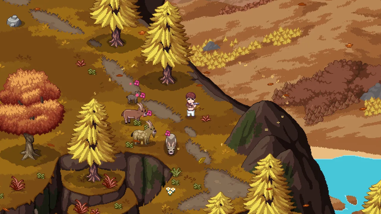 Animals with music notes above them (Roots of Pacha, via Steam)