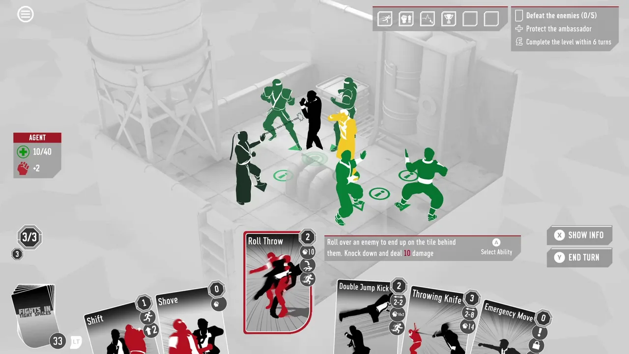 Combat board with enemies and cards (Fights in Tight Spaces, via Steam)