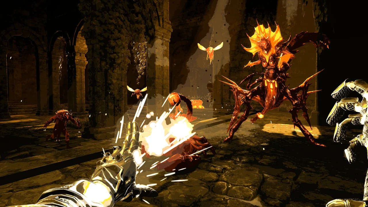 A flash from the hand and a large foe (BPM: BULLETS PER MINUTE, via Steam)