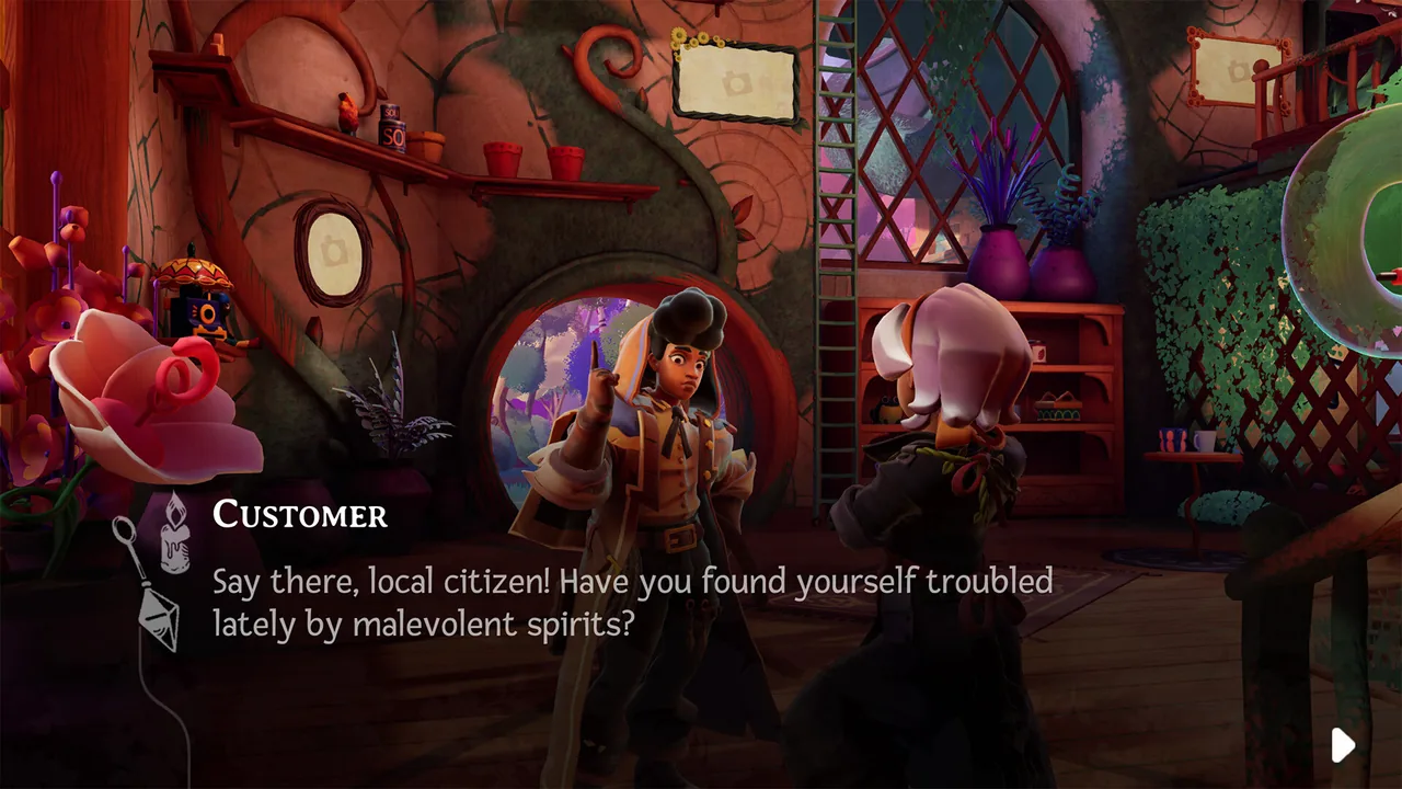店内で客と話す場面（Wanderstop・Steamストアより）