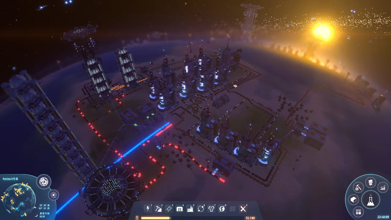 Factory machines linked by belts (Dyson Sphere Program, via Steam)
