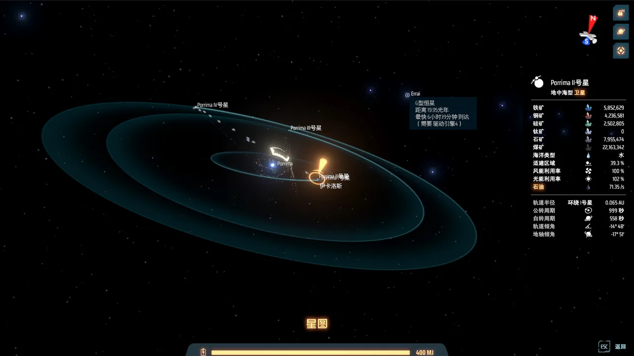 A star map showing planetary orbits (Dyson Sphere Program, via Steam)