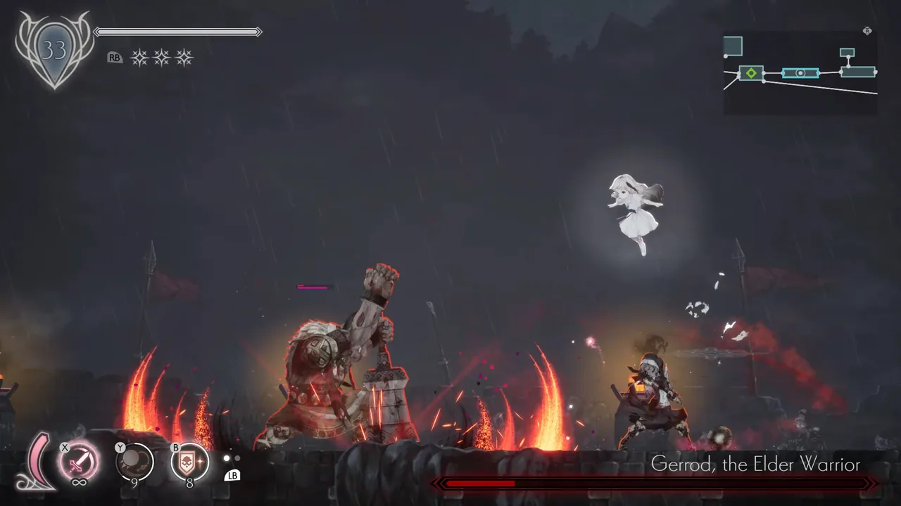 A boss fight in the rain (ENDER LILIES: Quietus of the Knights, via Steam)
