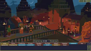 A night scene with people on a bridge (The Case of the Golden Idol, via Steam)