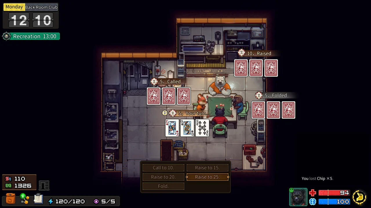 Choosing a bet at the card table (Back to the Dawn, via Steam)