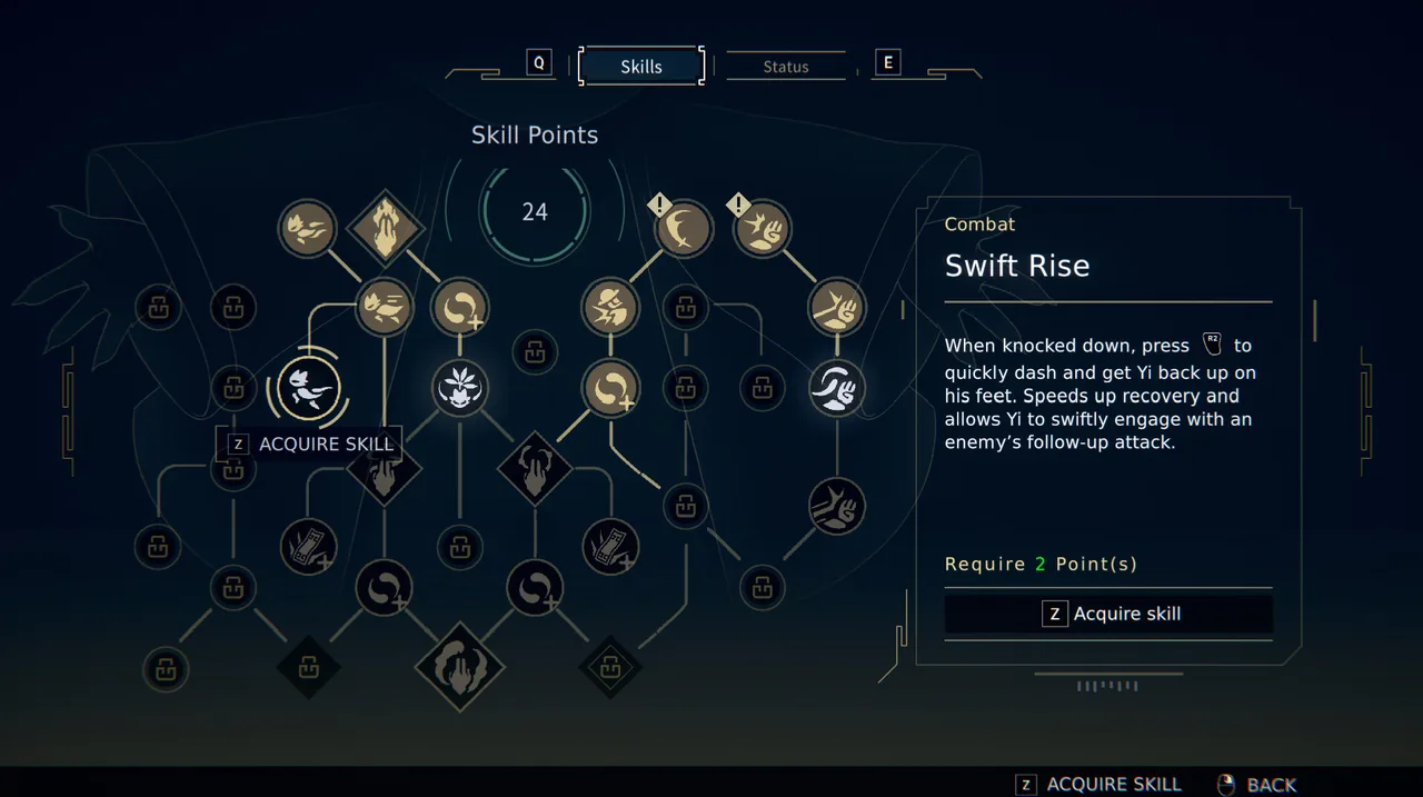A screen for choosing skills (Nine Sols, via Steam)