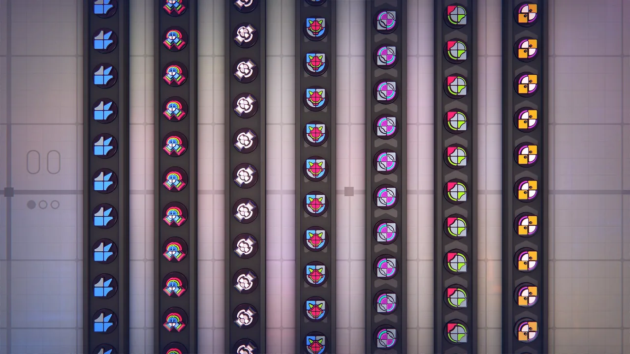 Belts carrying different shapes (shapez 2 - Factory, via Steam)