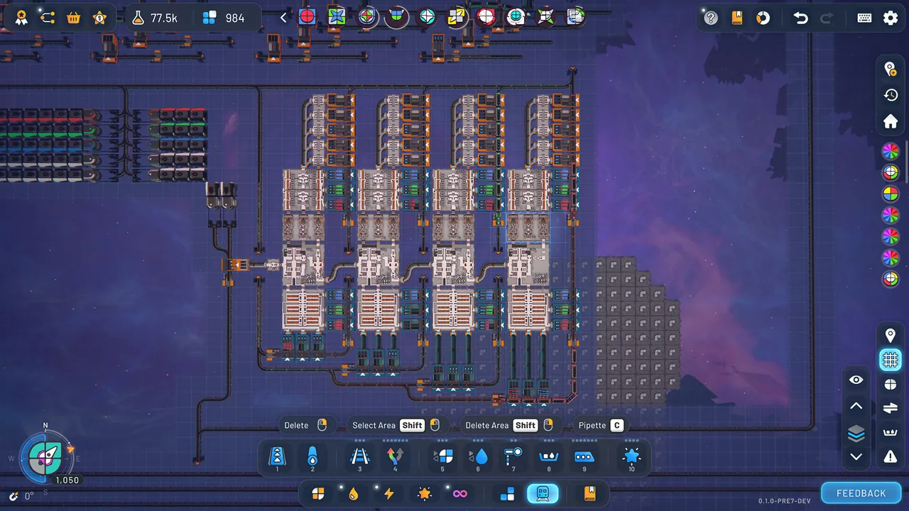 Processing lines arranged in rows (shapez 2 - Factory, via Steam)