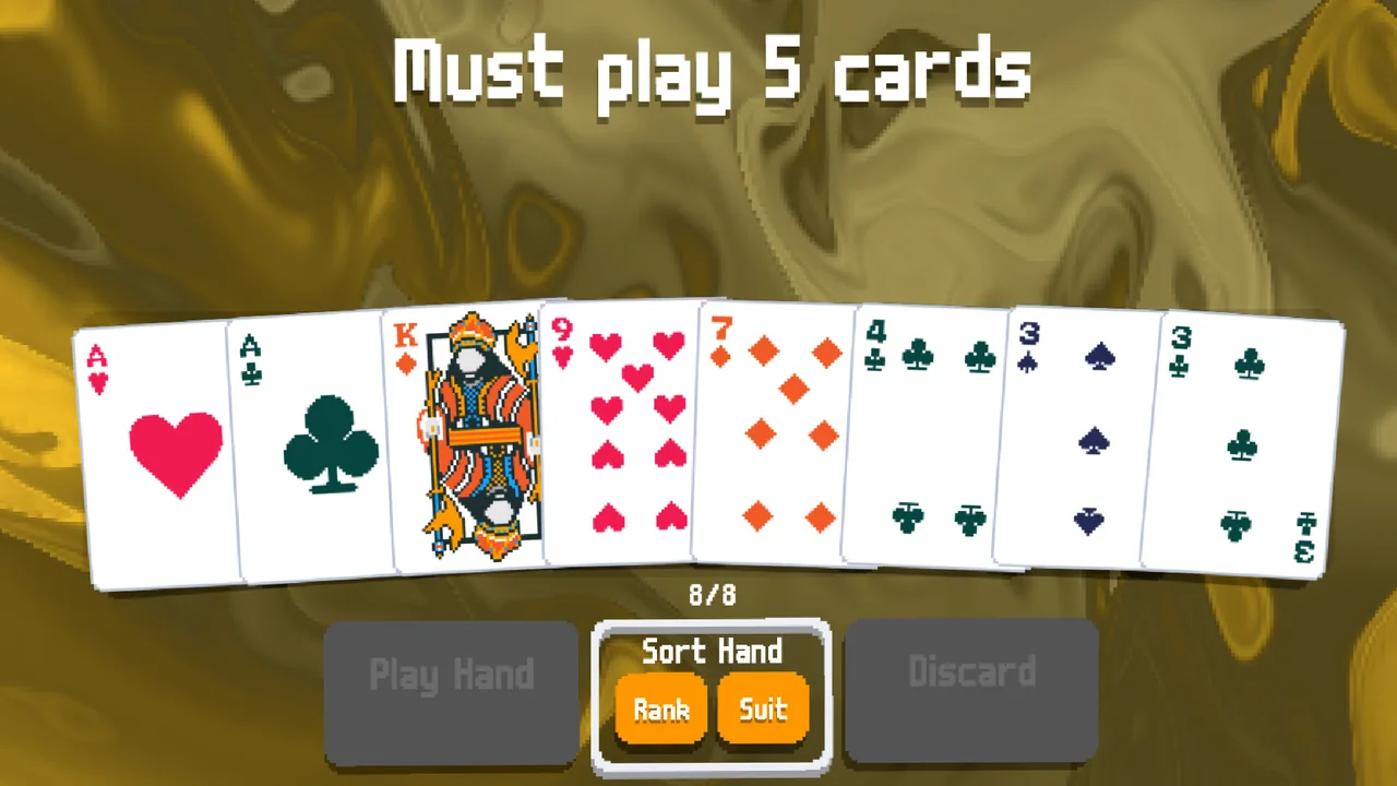 A hand with a card-count instruction (Balatro, via Steam)