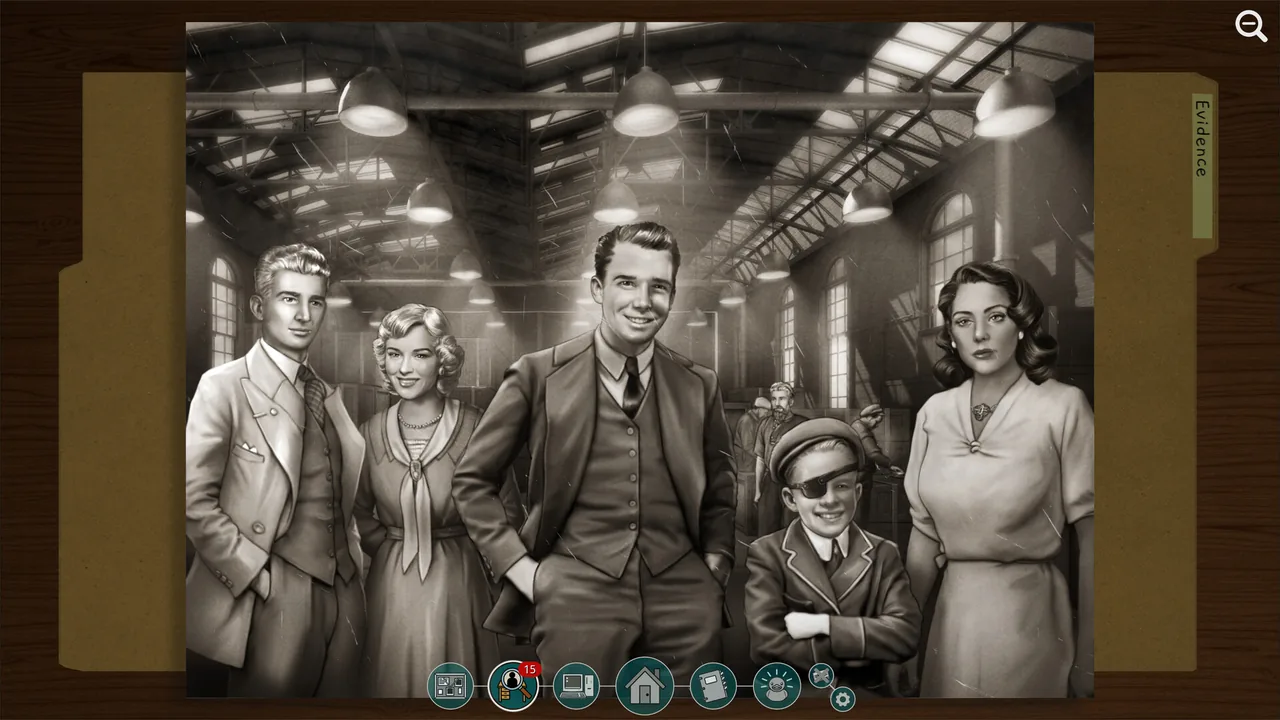 A black and white group photo (The Roottrees are Dead, via Steam)