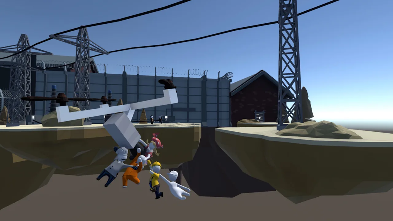 Characters hanging between cliffs (Human Fall Flat, via Steam)