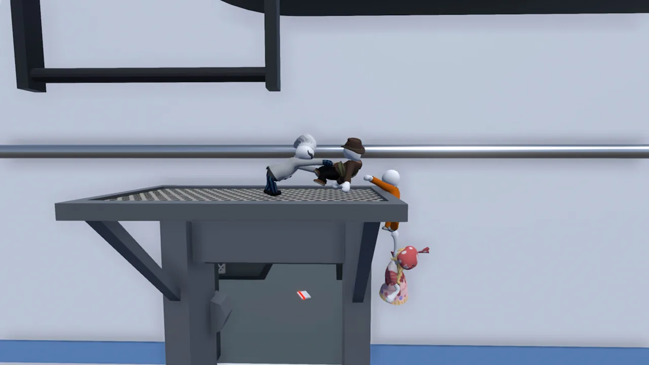 A character dangling from a platform edge (Human Fall Flat, via Steam)