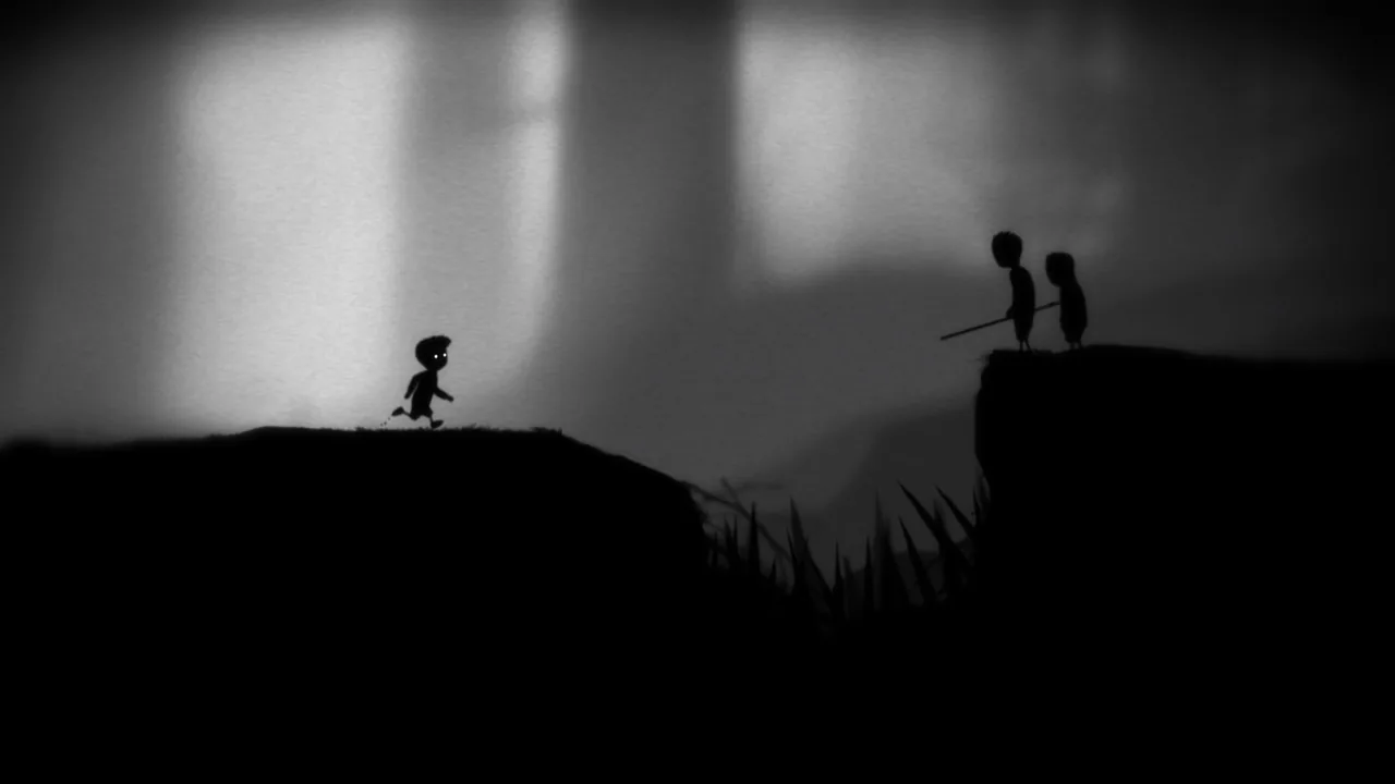 Figures facing each other across a spiked gap (LIMBO, via Steam)