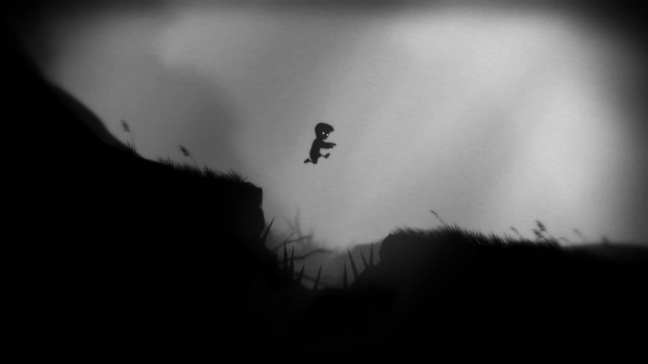 The boy leaping from a ledge (LIMBO, via Steam)