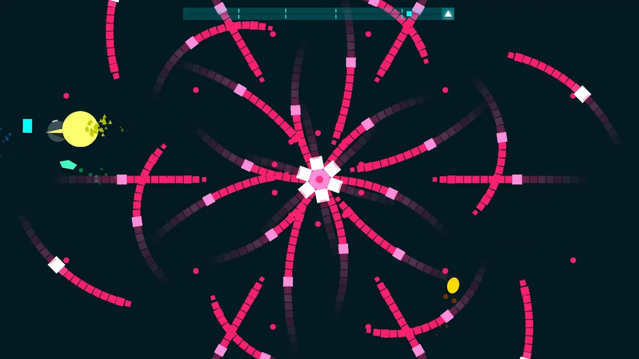 Pink arcs surrounding the center (Just Shapes & Beats, via Steam)