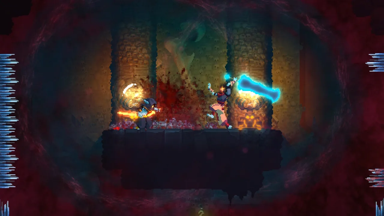 Fighting on a platform with spikes on both sides (Dead Cells, via Steam)