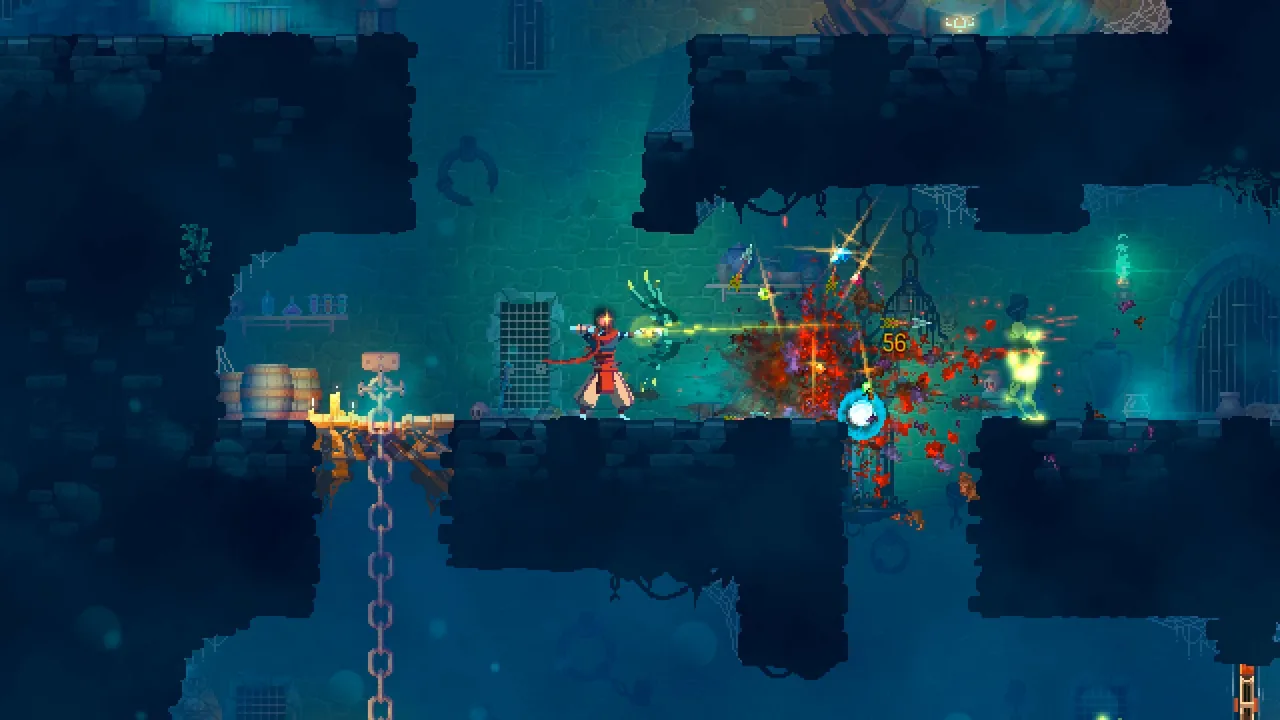 Firing a glowing attack at enemies (Dead Cells, via Steam)