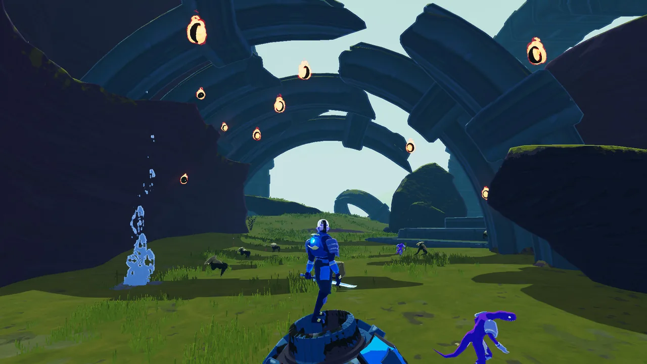 A survivor beneath stone arches (Risk of Rain 2, via Steam)