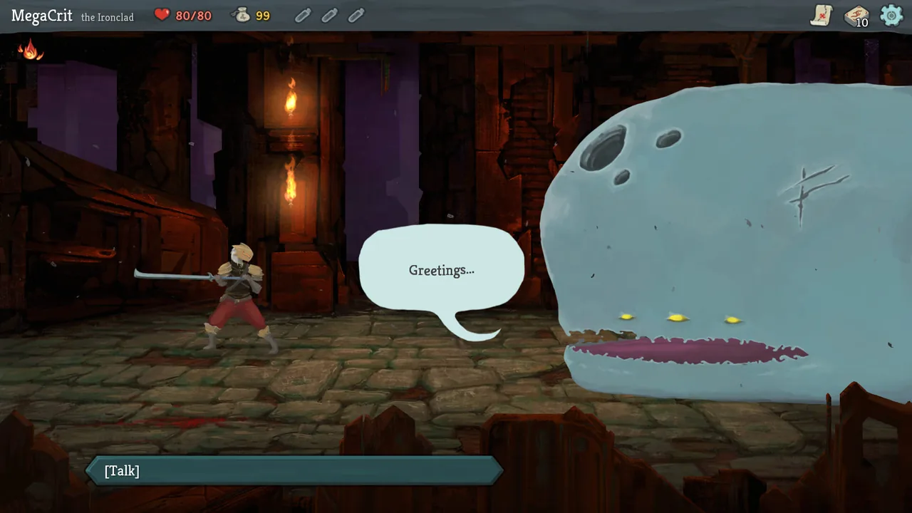 A conversation with a giant creature (Slay the Spire, via Steam)