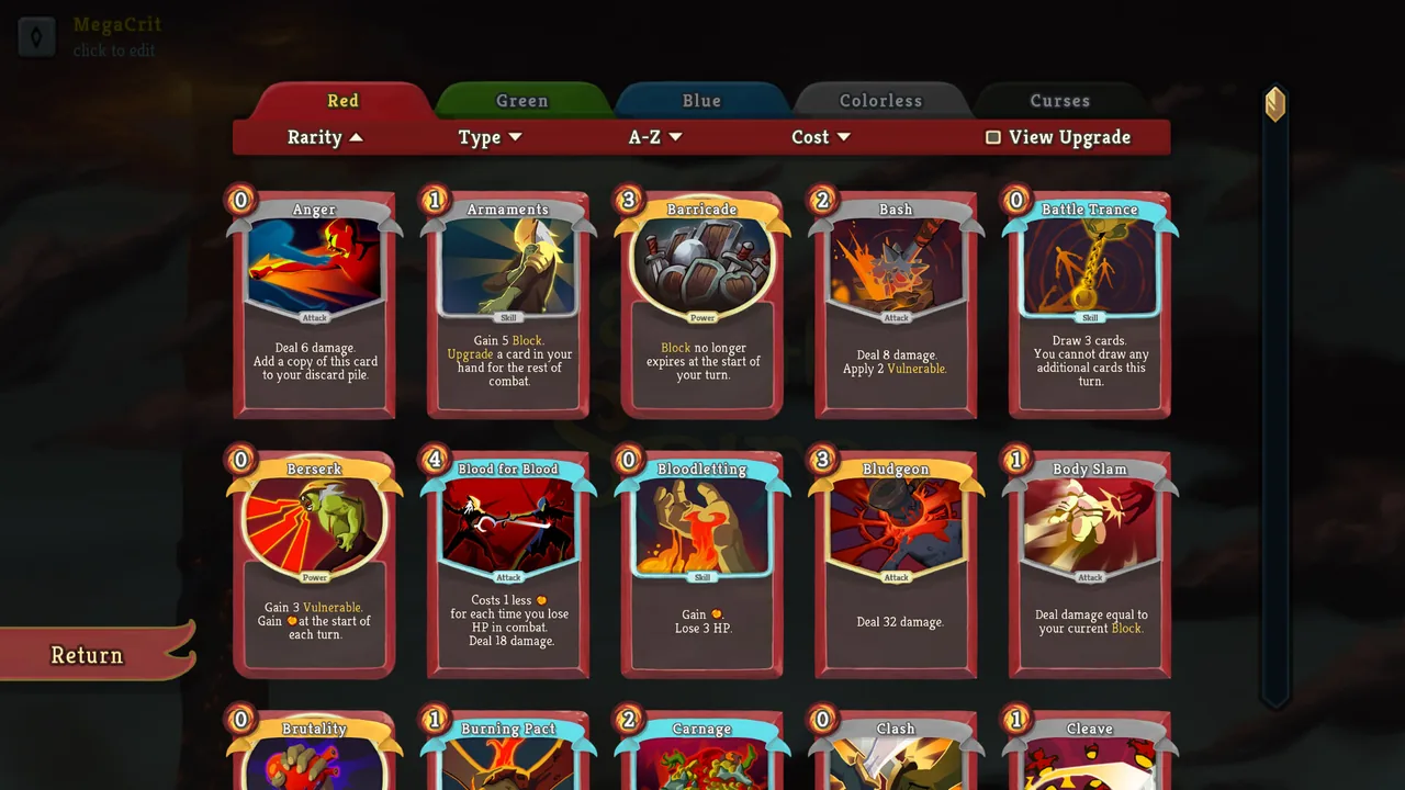 The Ironclad card collection (Slay the Spire, via Steam)
