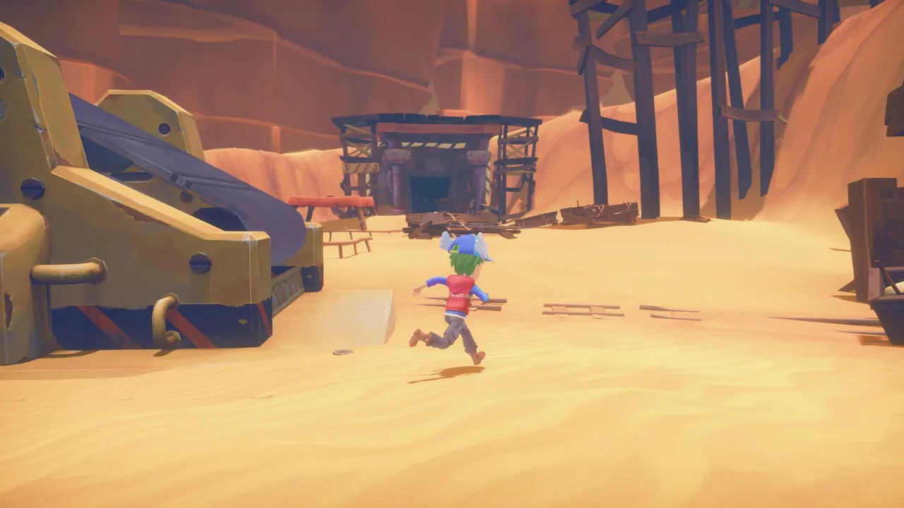 採掘場を走る人物(My Time at Portia・Steamストアより)