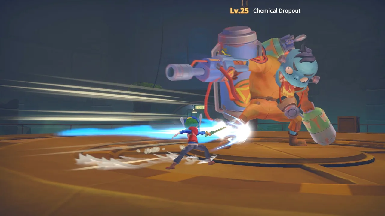 大きな敵と戦う場面(My Time at Portia・Steamストアより)