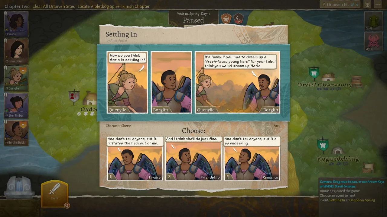 A story choice about a relationship (Wildermyth, via Steam)