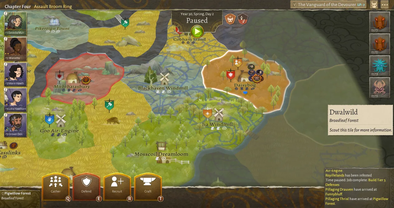 An overland map dotted with settlements (Wildermyth, via Steam)