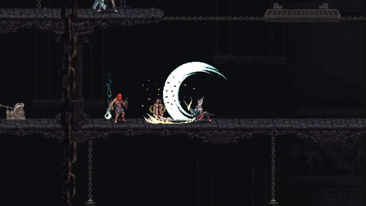 A bright slash across a dark corridor (Blasphemous, via Steam)