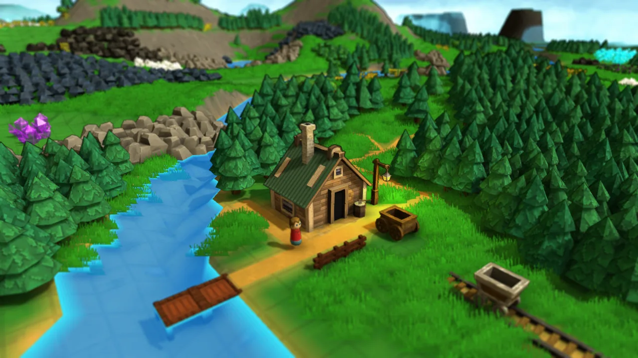 A riverside house and wooden bridge (Factory Town, via Steam)