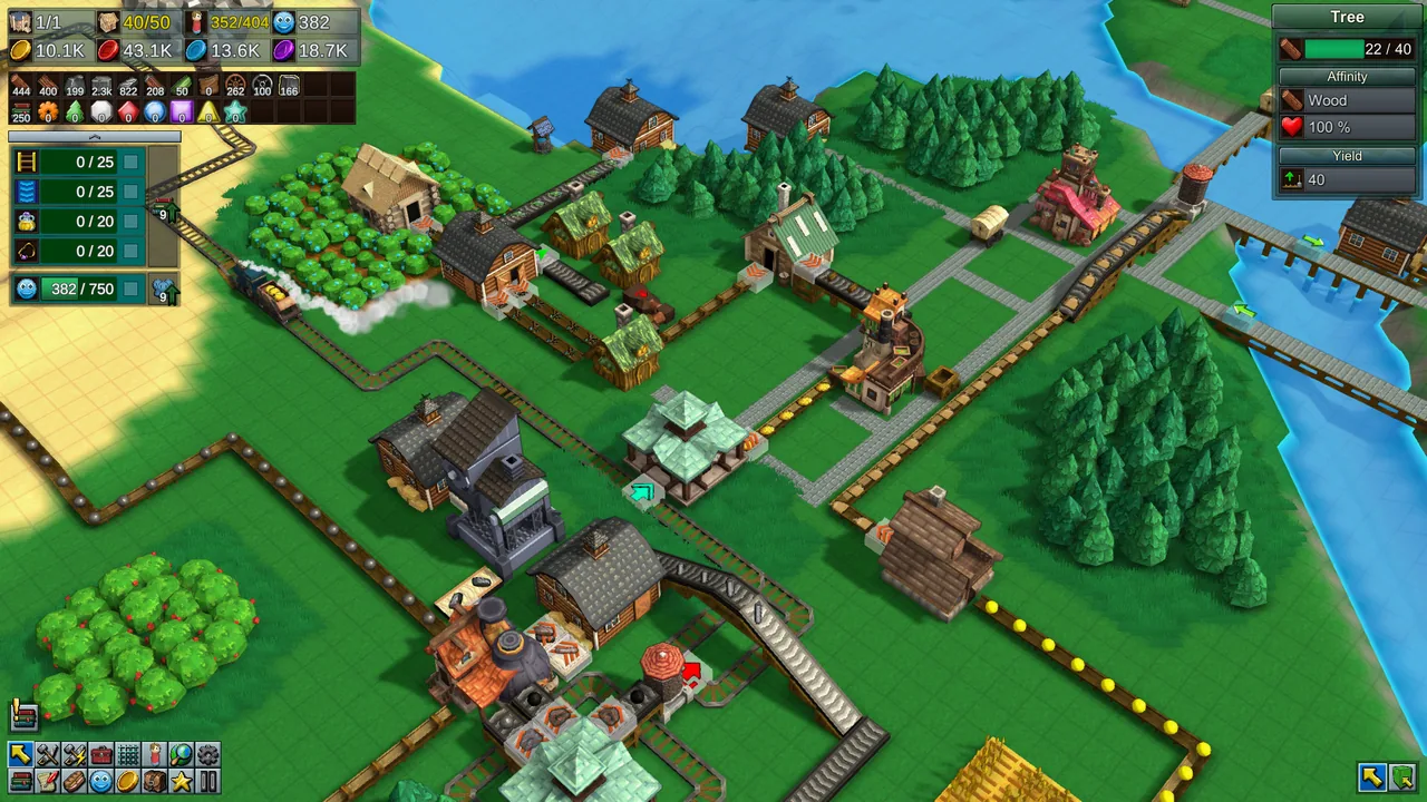Buildings and transport routes in town (Factory Town, via Steam)