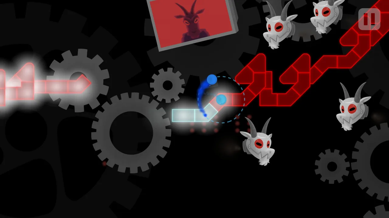 Gears and a glowing red path (A Dance of Fire and Ice, via Steam)